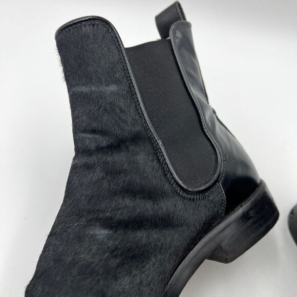 Clarks x Orla Kiely Ponyhair Chelsea Boots Black Leather Booties - Picture 8 of 12